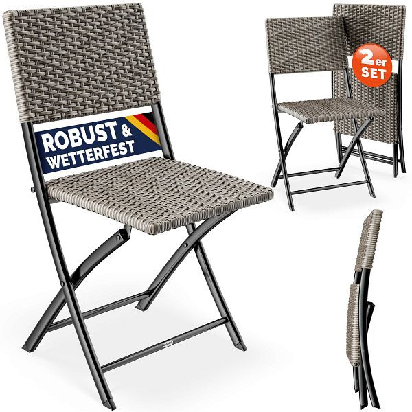 casaria Polyrattan Klappstuhl Rom 2er-Set Creme, 110241