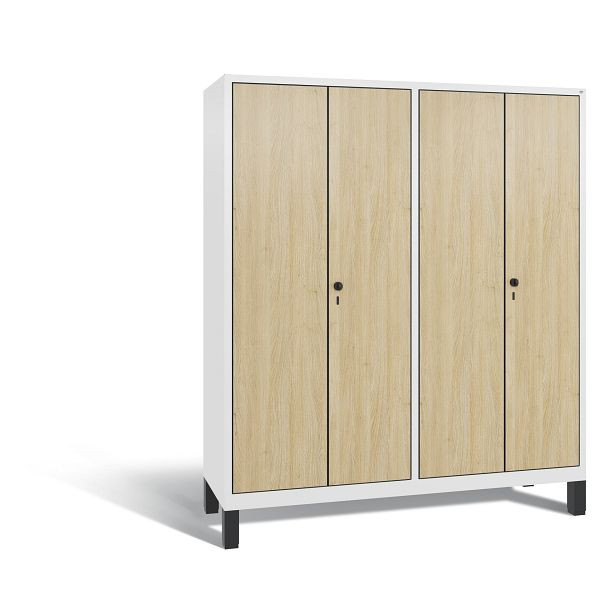 C+P Spind Evolo, 4 Abteile, H1850xB1590xT500 mm, Weiß/MDF Eiche, 48012-42 S10217