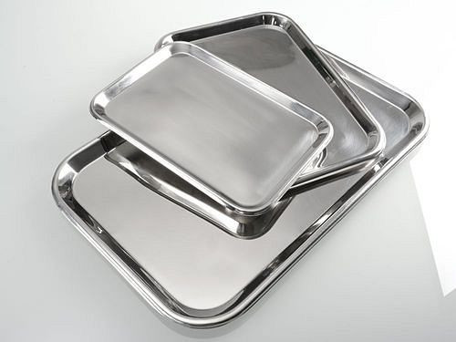 DENIOS Tablett aus Edelstahl, 520 x 395 mm, VE: 6 Stück, 309801