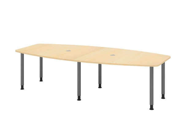 Hammerbacher Konferenztisch KT28C, 280 x 130 cm, Platte: Ahorn, 25mm dick, Sechs-Fuß-Gestell graphit, Rundrohr 6 cm, Arbeitshöhe 72-74 cm, VKT28C/3/G
