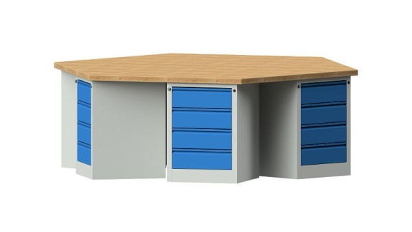 ANKE Werkbänke Gruppenwerkbank, Modell 805 EG, 2700 x 2340 x 900 mm, RAL 7035/5012, BMP 50 mm, 520.311