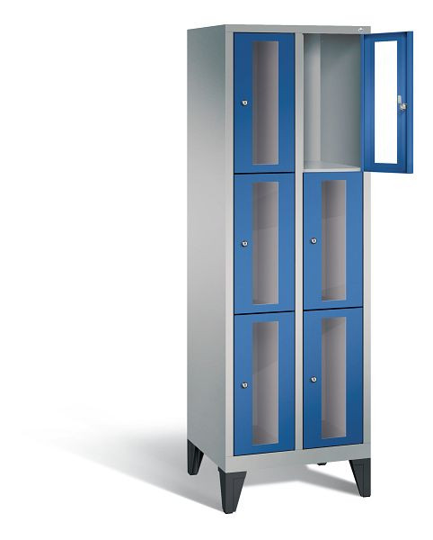 C+P Schließfachschrank Classic, H1850xB610xT500mm, Farbe: Weißaluminium / Enzianblau, 8010A203 S10010