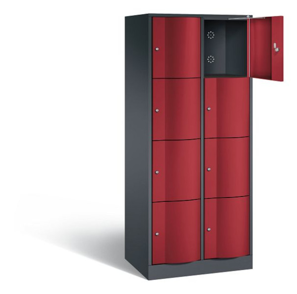 C+P Schließfachschrank Resisto, H1950xB772xT540mm, Farbe: Schwarzgrau / Rubinrot, 8470-272 S10032