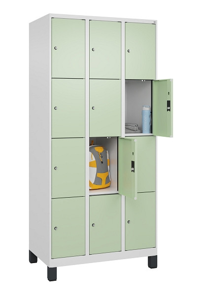 C+P Schließfachschrank Evolo PLUS, mit Füßen, 12 Fächer, 1950x900x500mm, 9016/6, 049010-304 S10019