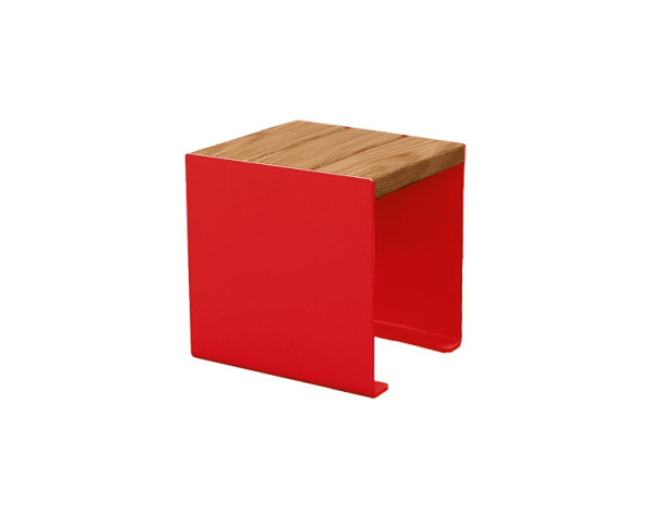 Procity Sitzbank Kube, 450 mm, Stahl & Holz Ohne Rückenlehne, helle Eiche/RAL 3020, 306397.3020.CHEC