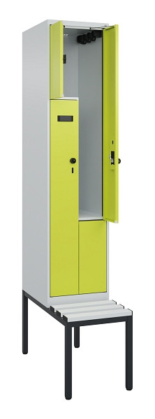 C+P Z-Spind Evolo PLUS, Bank, 2 Fächer, 2120x400x815mm, 7035/0024, Drehriegel, Sitzfläche Kunststoff, Sitzbank, 0490537-122 S10069