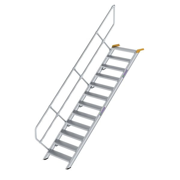 Munk Günzburger Steigtechnik Treppe 45° Stufenbreite 800 mm 12 Stufen Aluminium geriffelt, 600272