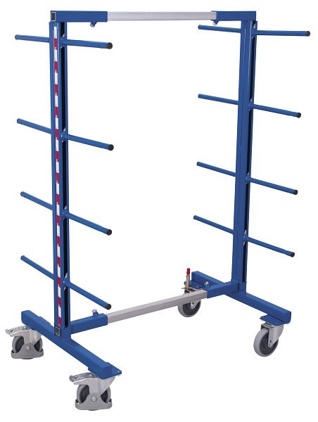 VARIOfit Tragarmwagen zweiseitig, Außenmaße: 540 - 1.700 x 830 mm, RAL 5010 enzianblau, sw-160.007