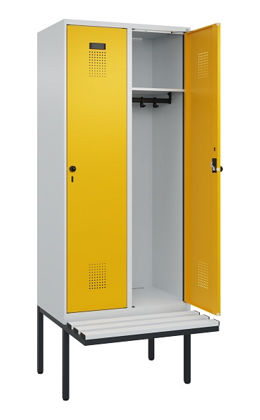 C+P Spind Evolo PLUS, 2 Abteile, 2120x800x815mm, 7035/1004, Haken 4, Drehriegel, Material Sitzfläche Kunststoff, 0490407-22 S10054