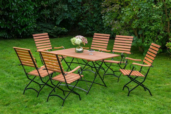 Merxx Schlossgarten Set 7-teilig, 6 Schlossgarten Klappsessel mit hoher Lehne, 1 Schlossgarten Klapptisch, 120 x 80 cm, 50163-217