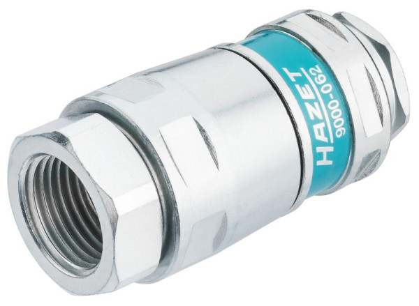 Hazet Sicherheits Kupplung, für Luftanschluss-Nippel 10 mm, für große 12,5 mm ( 1/2 Zoll)-Leitungen, Luftanschlussgewinde (IG) 20,95 mm ( 1/2 "), 9000-062