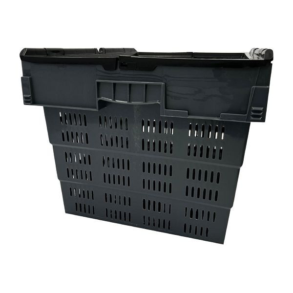 Vogue Transportkiste aus perforiertem Kunststoff mit angebrachtem Deckel, 600 x 400 x 320 mm, DX996