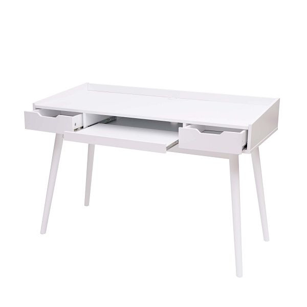Mendler Schreibtisch HWC-A70b, Bürotisch Computertisch, MDF 120x55cm, weiß, 73888