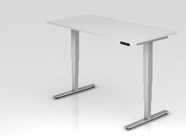 Hammerbacher Sitz-Steh-Schreibtisch elektrisch 160x80cm Weiß, Arbeitshöhe 63,5 -128,5 cm, VXDSM16/W/S