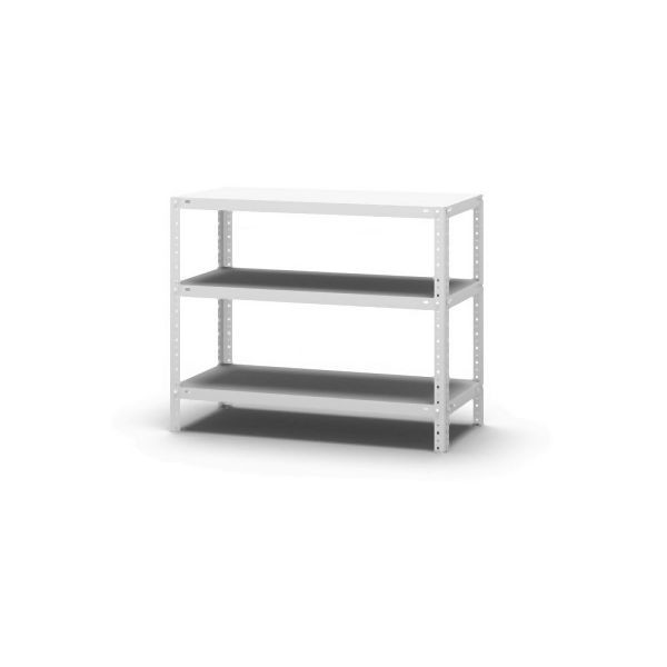 hofe Grundregal, zerlegt, 3 Böden 800 x 400 x 1000 mm, lichtgrau, Fachlast 125kg pro Boden, WKG08410L