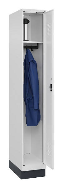 C+P Spind Evolo PLUS, mit Sockel, 1 Abteil, 1950x300x500mm, 9016/9016, Verschluss Zylinderschloss, Ablageböden 1, 049020-10 S10047