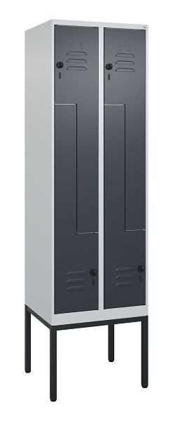 C+P Z-Spind Classic PLUS, Gestell, 4 Abteile, 2120x600x500mm, 7035/7016, Drehriegel, 0800337-204 S10008