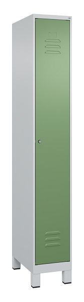 C+P Umkleidespind Classic PLUS, Füße, 1950x300x500mm, 7035/6011, Zylinderschloss, 080010-10 S10021