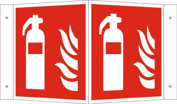 SafetyMarking Brandschutzschild - Winkel, Feuerlöscher, BxHxT 35x20x14 cm, Aluminium, langnachleuchtend, 15.A5031