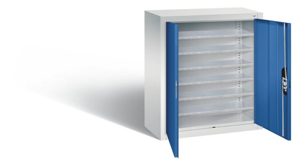 C+P Magazinschrank Serie 13, H830xB700xT300mm, Farbe: Lichtgrau / Enzianblau, Muldengriff, 134013-20 S10071