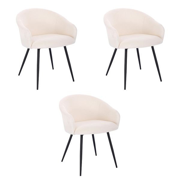 HOME DELUXE Esszimmerstuhl CELESTE Bouclé Weiß - Stückzahl: 3, 55963