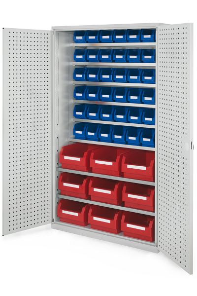 Kappes Großraum Schrank Modell 10 RAL 7035, 1950 x 1130 x 590 mm, Türinnenseite: RasterPlan Lochplatten, 1780.01.3013