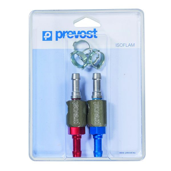 Prevost Einfache Sicherheitskupplungen und Stecknippel für Schlauchverlängerungen, Ausgang Ø=6x12mm, Eingang Druckminderventil/SchlauchØ=6x12mm, SIK 0606MR