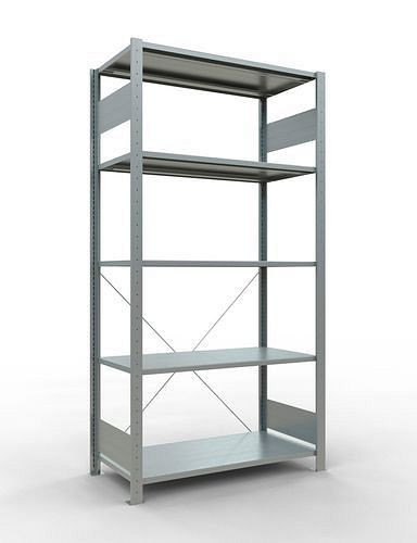 Schulte Fachbodenregal, Grundfeld, 5 Lagerebenen, Kreuzstrebe, Fachlast 150 kg, 1060 x 536 x 2000 mm, 278695