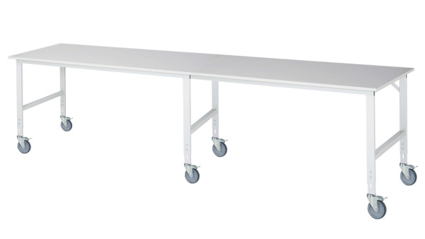 RAU Fahrbarer Arbeitstisch (HV) Tom (6 LR), B4000xT1000xH910-1230mm, M-Platte-22mm, 06-625M10-40-6LF.12