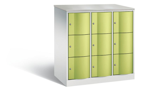 C+P XL-Schließfachschrank, 9 Fächer,H1255B1148T640mm,Grau/Viridingrün/DBSHellgrau, 8573-373 S10195