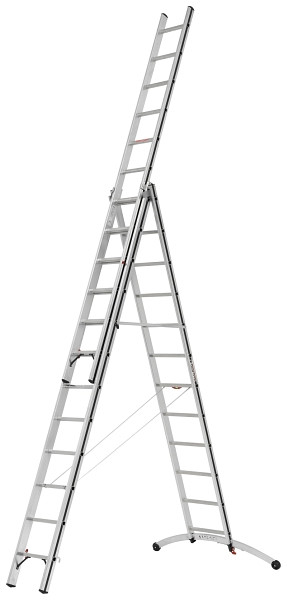 ALU-PRO Mehrzweckleiter dreiteilig mit Smart-Base®, 3x12 Sprossen, Länge eingefahren 3,52 m / ausgefahren 8,02 m, 7024736