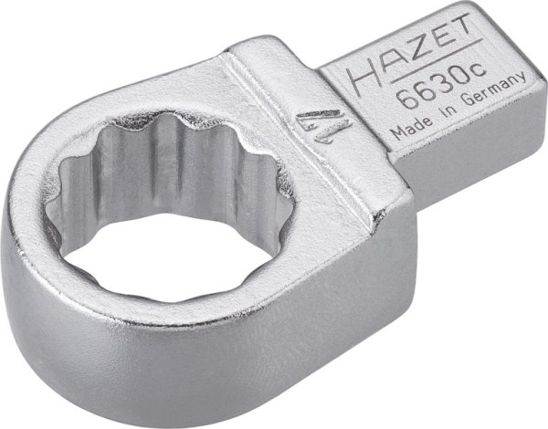Hazet Einsteck-Ringschlüssel, Einsteck-Vierkant 9 x 12 mm, Außen-Doppel-Sechskant-Tractionsprofil, 17 mm, 6630C-17