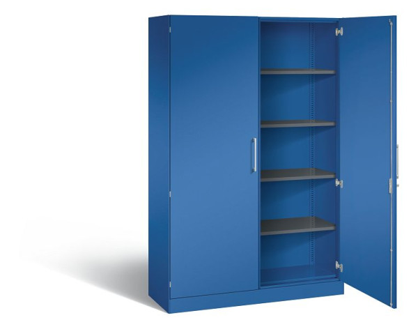 C+P Flügeltürenschrank Asisto, H1980xB1200xT435mm, Farbe: Enzianblau, Bügelgriff, 5 OH, 141001-000 S10033