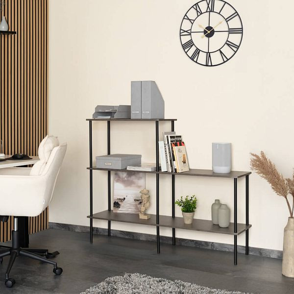 HOME DELUXE Regal INDU Dark Oak, (L x B x H): 140 x 35 x 110 cm, 59046