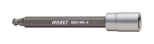 Hazet Drehzahlsensor Kugelkopf Schraubendreher-Steckschlüsseleinsatz, Vierkant hohl 6,3 mm (1/4 Zoll), Innen-Sechskant Profil, 4 mm, 8501KK-4