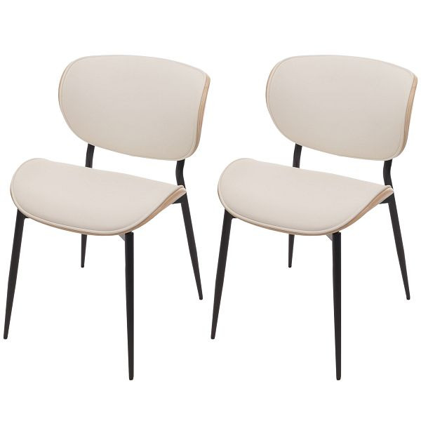 Mendler 2er-Set Esszimmerstuhl HWC-O45, Stuhl, Bugholz Kunstleder 280g/m² Öko-Tex FSC®, natur, weiß, 118239