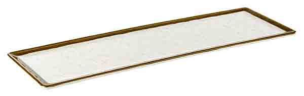 APS GN 2/4 Tablett -STONE ART-, 53 x 16,2 cm, Höhe: 1,5 cm, Melamin, innen: Dekor, weiß, Rand: braun, 84522