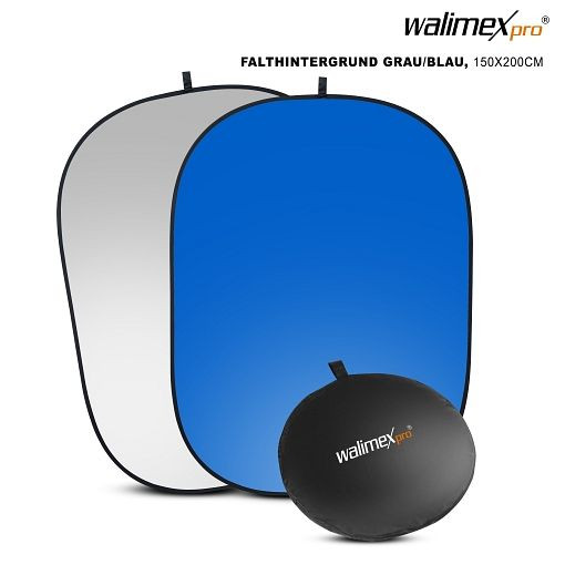 Walimex pro 2in1 Falthintergrund grau/blau, 150x200cm, inkl. Transporttasche, 1017697