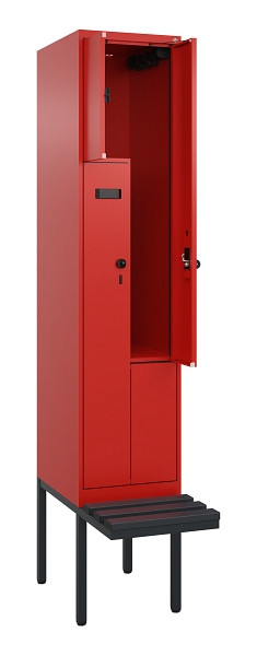 C+P Z-Spind Evolo PLUS, Bank, 2 Fächer, 2120x400x815mm, 3020/3020, Drehriegel, Material Sitzfläche Kunststoff, 0490437-122 S10085