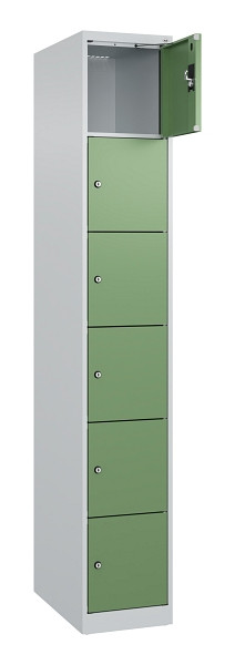 C+P Schließfachschrank Evolo PLUS, 6 Fächer, 1850x300x500mm, 7035/6011, 049000-106 S10010