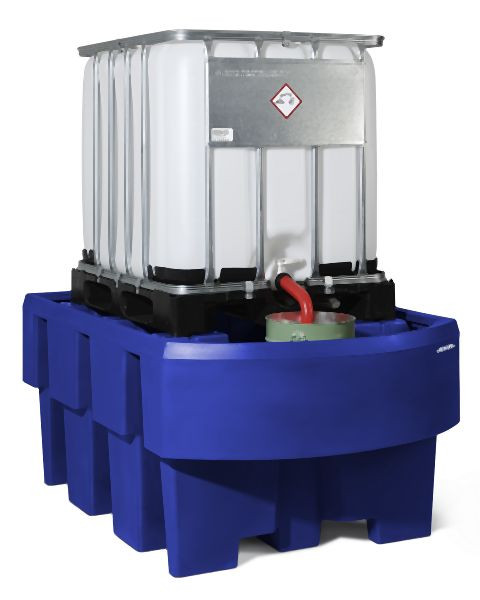 DENIOS Auffangwanne aus Polyethylen (PE) für 1 IBC à 1000 Liter, mit Abfüllbereich, 328325