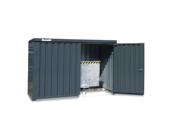 FLADAFI Materialcontainer MC 1300, verzinkt, montiert, ohne Boden, Doppelflügeltür (symmetrisch) auf der 3 m Seite, F13210301-F911-F1322