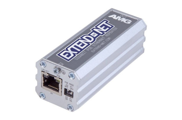 AMG Systems Industrieller PoE Ethernet Repeater 1x 10/100/1000Base-T(x) RJ45 In und Out Port, 100m Reichweite, 802.3at 30W PoE, Standard, AMG140-1GR