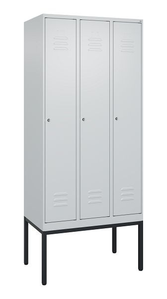 C+P Umkleidespind Classic PLUS, Gestell, 3 Abteile, 2120x900x500mm, 7035/7035, Zylinderschlösser, 0800307-30 S10024