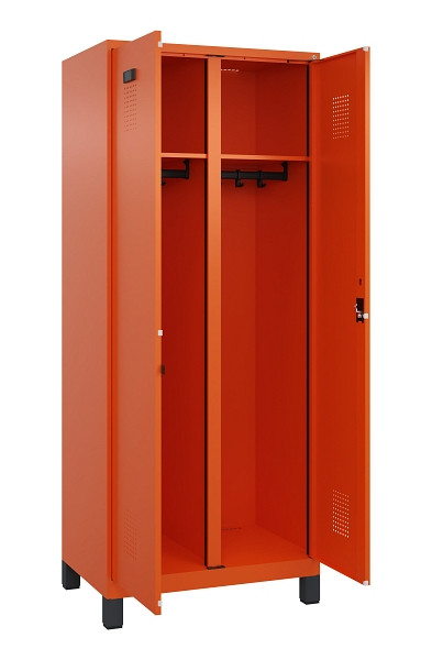 C+P Schwarz-Weiß-Spind Evolo PLUS, mit Füßen, 2 Abteile, 1950x800x500mm, 2004/2, Zylinderschloss, 049012-22 S10050