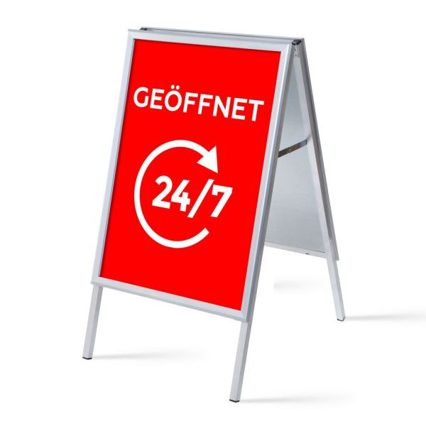 Showdown Displays Kundenstopper A1 Komplettset Geöffnet 24/7 Rot Deutsch, ZPA1G32MEI249