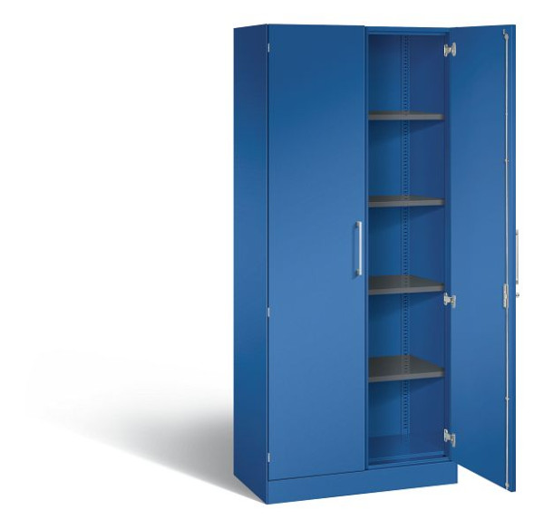 C+P Flügeltürenschrank Asisto, H1980xB800xT435mm, Farbe: Enzianblau, Bügelgriff, 5 OH, 141003-000 S10193
