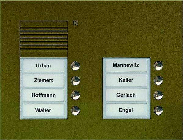 TCS Audio Außenstation Serie PUK 8 Klingeltasten (rechtsbündig), 2-spaltig, UP bronze, PUK08/2-EB