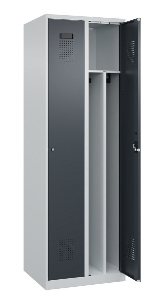 C+P Spind Evolo PLUS, 2 Abteile, 1850x600x500mm, 7035/7016, Verschluss Zylinderschloss, 049000-20F S10039