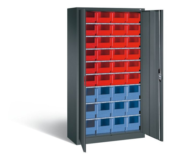 C+P Magazinschrank Serie 13, H1980xB1000xT420mm, Farbe: Anthrazitgrau, Muldengriff, 133144-23 S10112